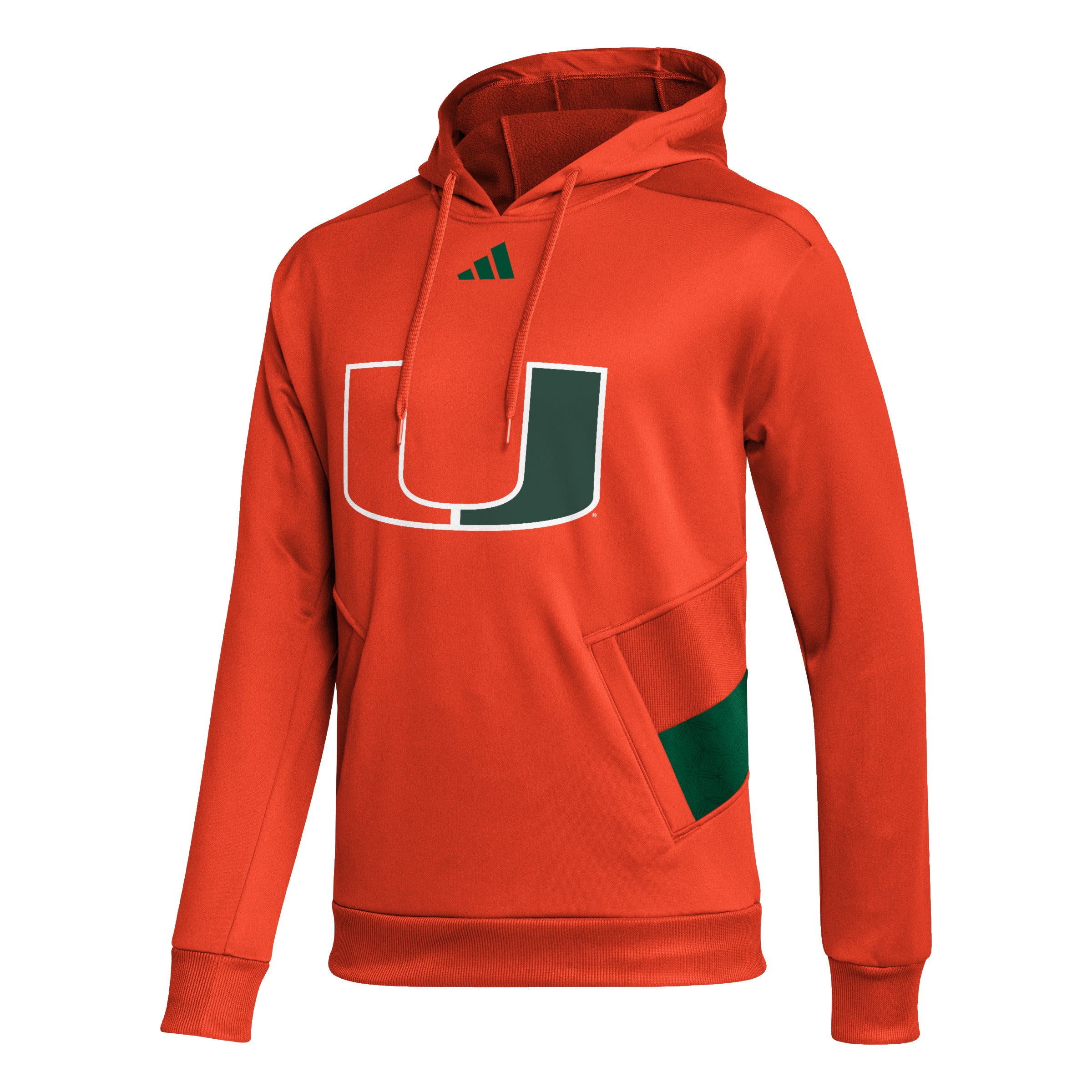 Miami Hurricanes adidas M PU HOODIE CORANG,DRKGRN,NCAAMI IQ0283