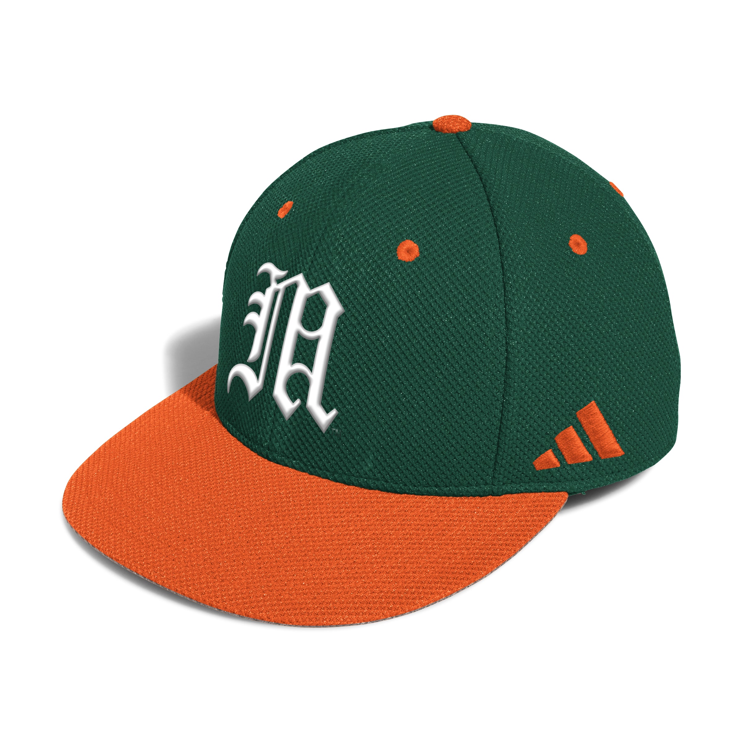 Miami Hurricanes adidas On-Field Old English M Traditional Mesh Fitted Baseball Hat - Green