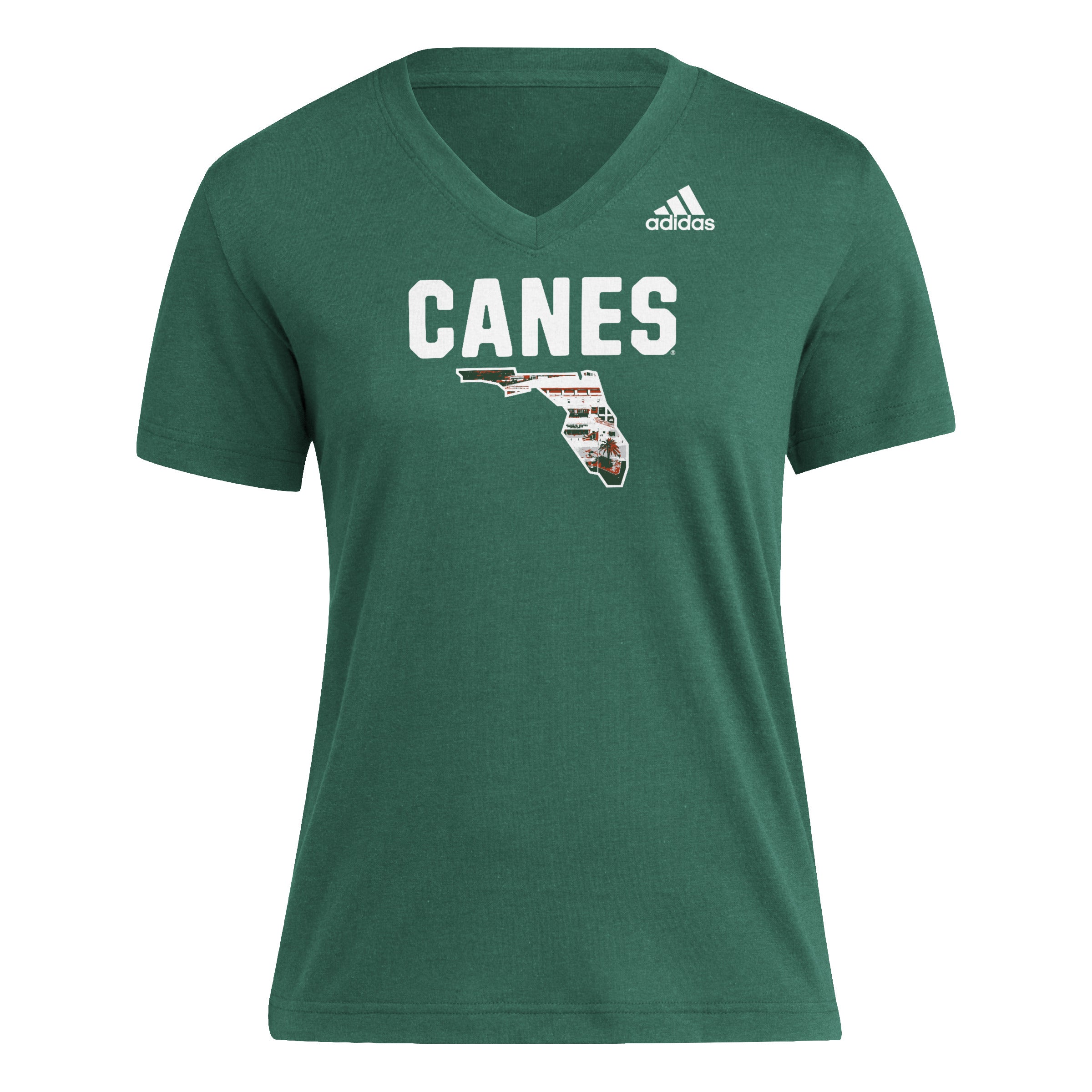 Miami Hurricanes adidas Womens Canes State Tri-Blend V-Neck T-Shirt - Green