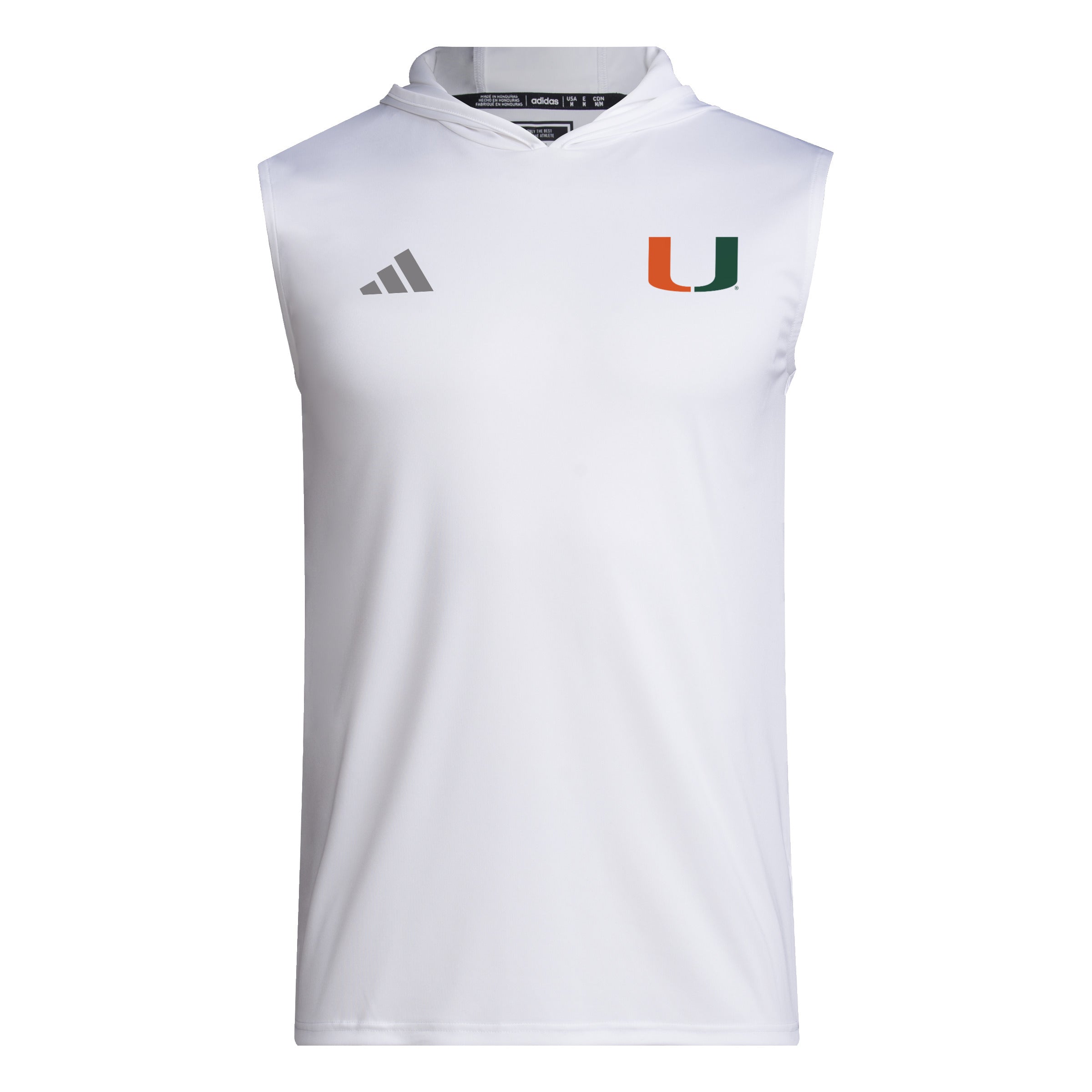 Miami Hurricanes adidas D4T Sleeveless Training Hoodie - White