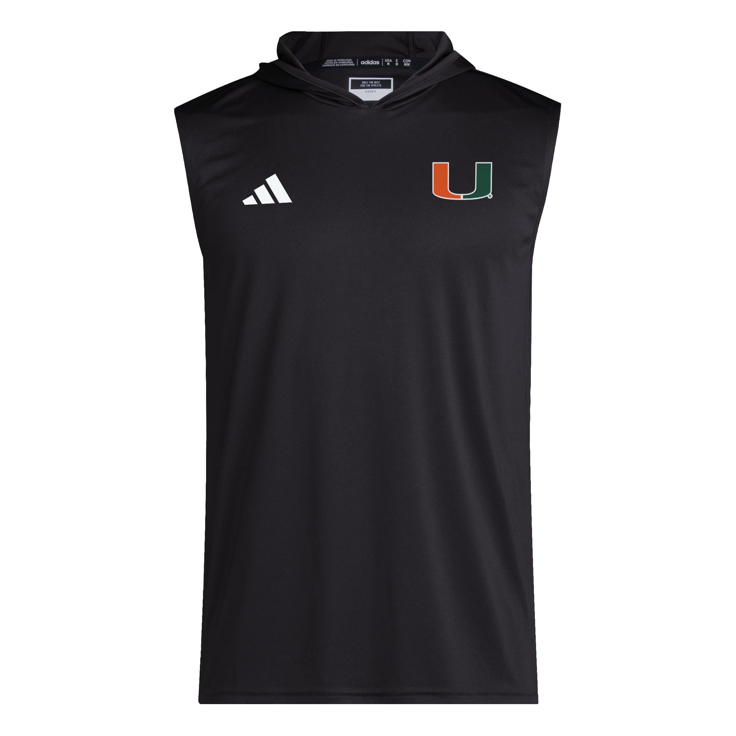 Miami Hurricanes adidas D4T Sleeveless Training Hoodie - Black