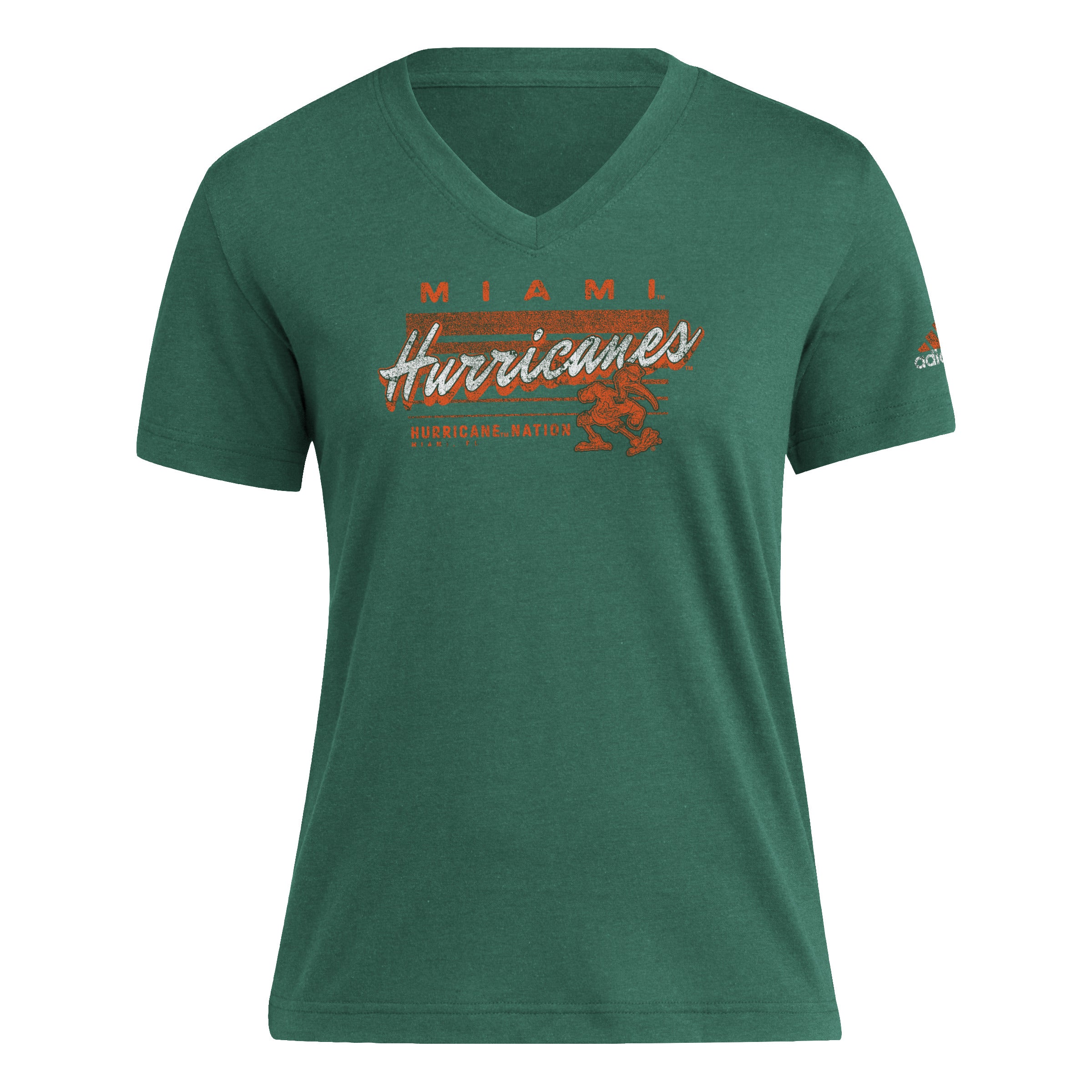 Miami Hurricanes adidas Women's Hurricane Nation Tri-Blend T-Shirt - Green