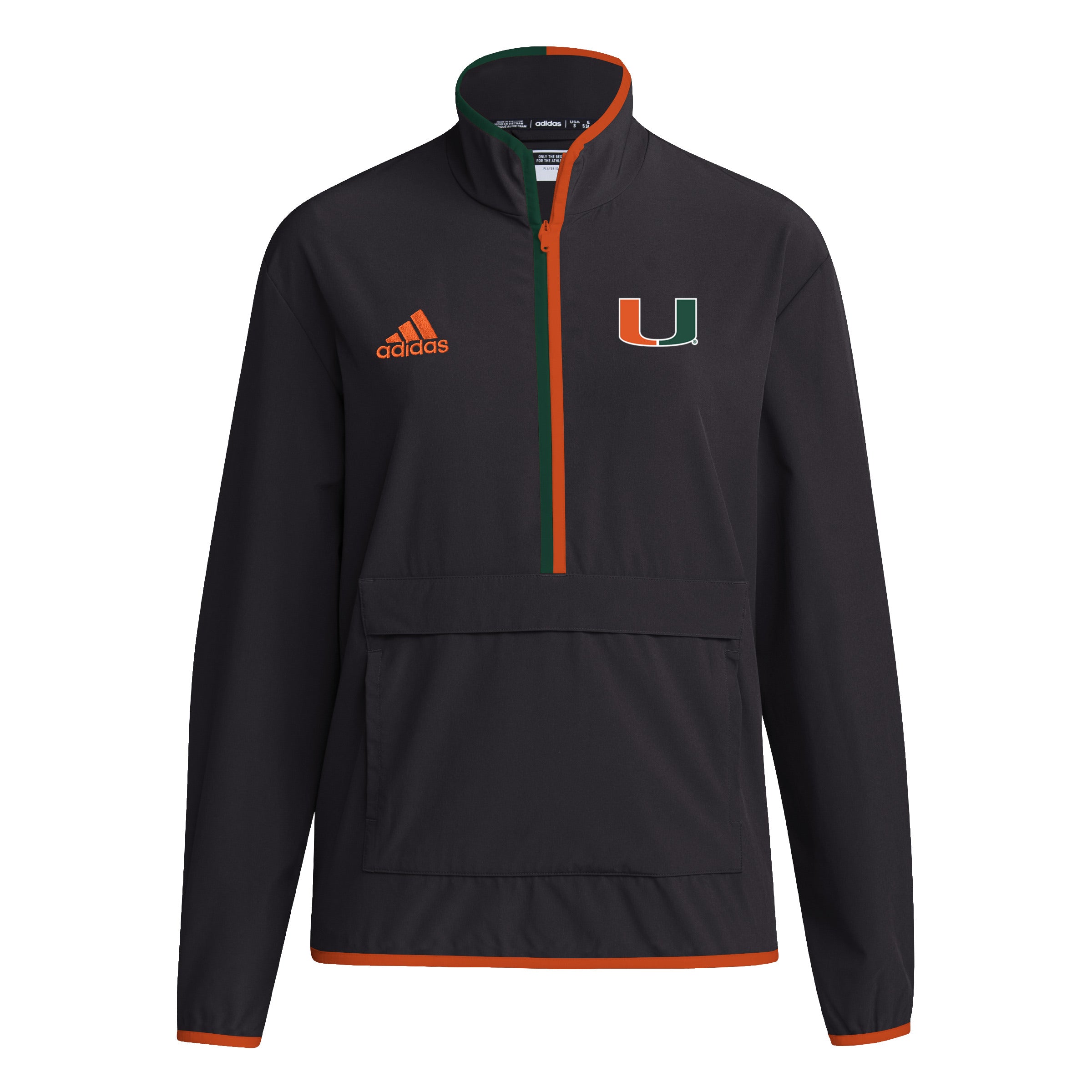 Miami Hurricanes adidas 2024 Coaches Sideline Half-Zip Jacket - Black
