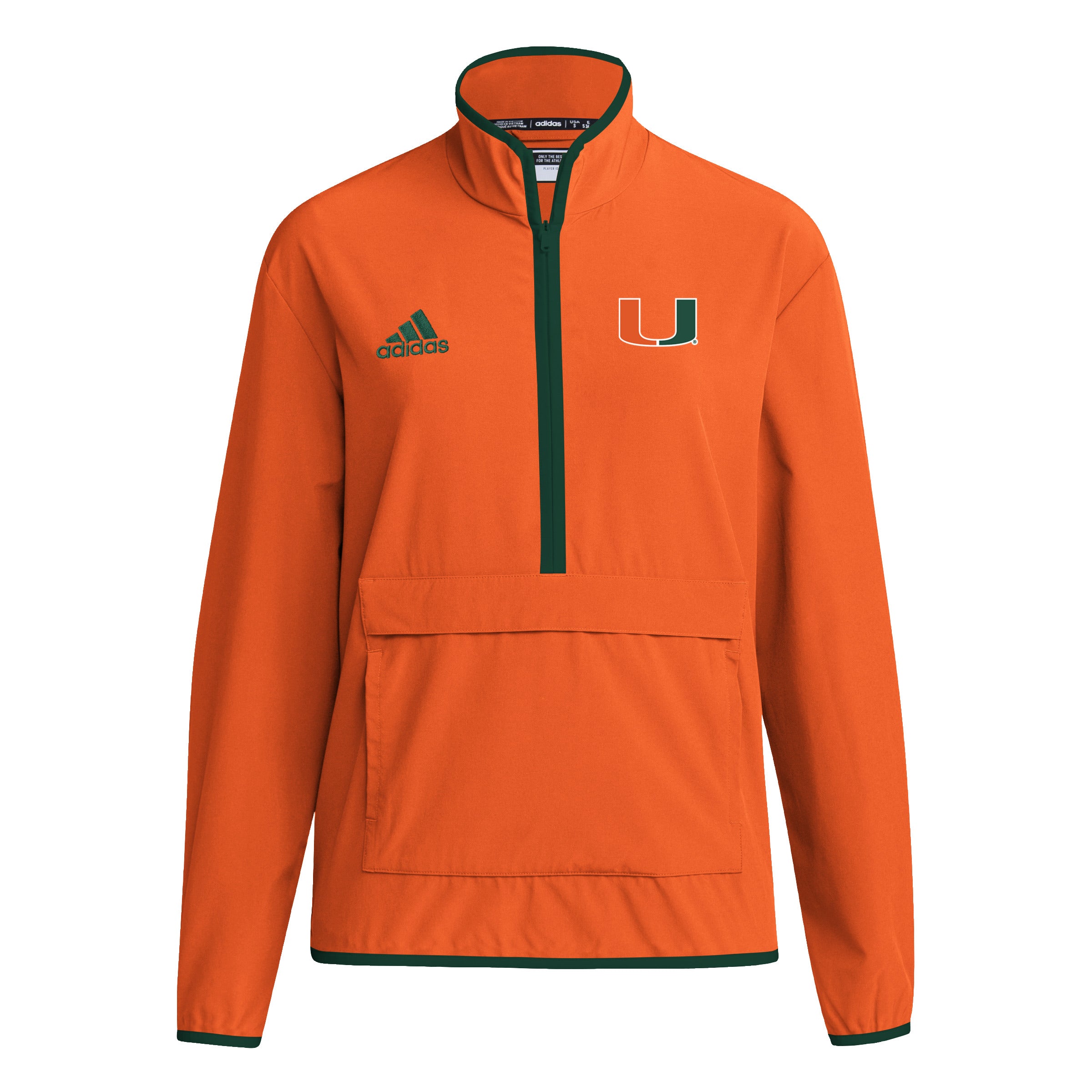 Miami Hurricanes adidas 2024 Coaches Sideline Half-Zip Jacket - Orange
