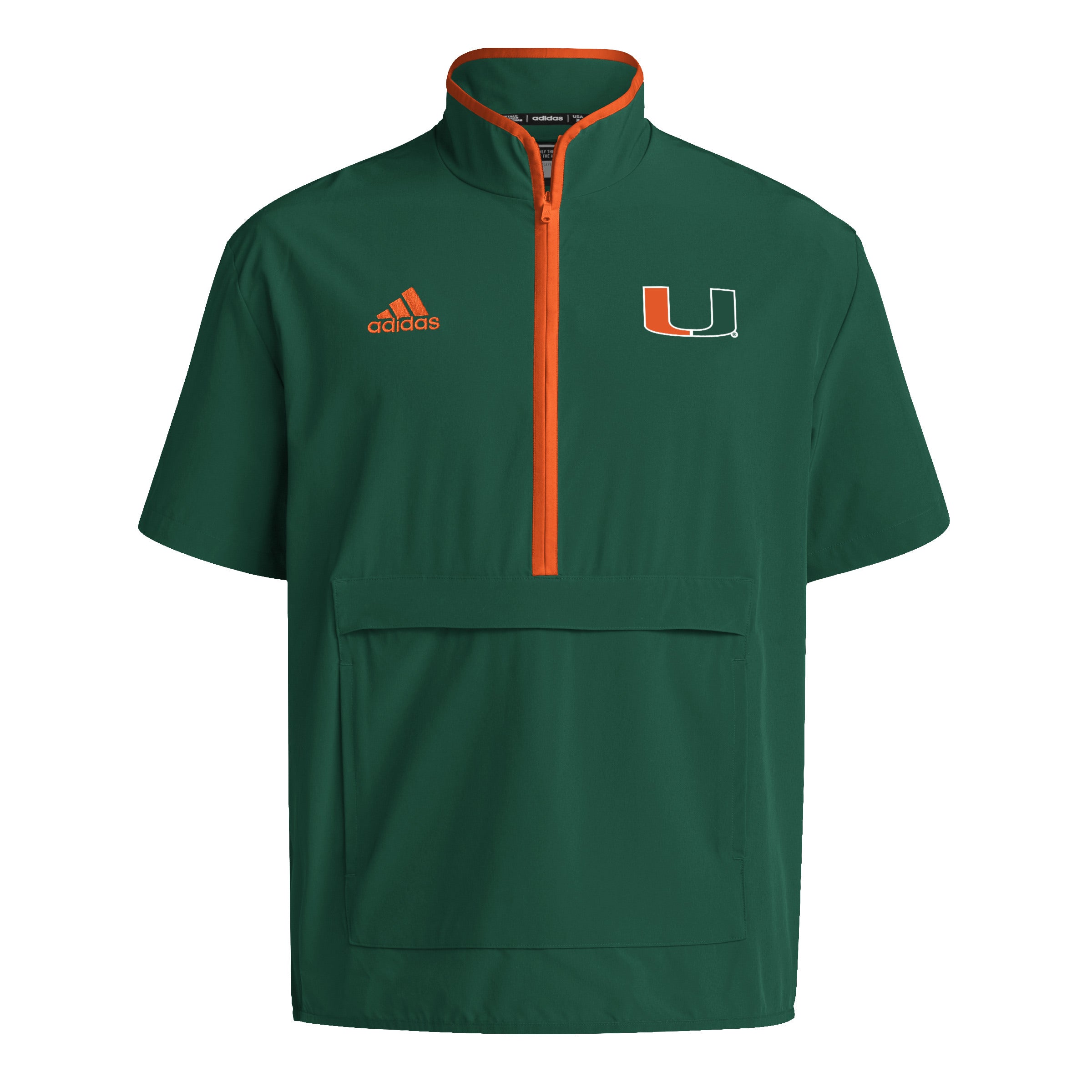 Miami Hurricanes adidas Coaches Sideline Half-Zip Short Sleeve Jacket - Green