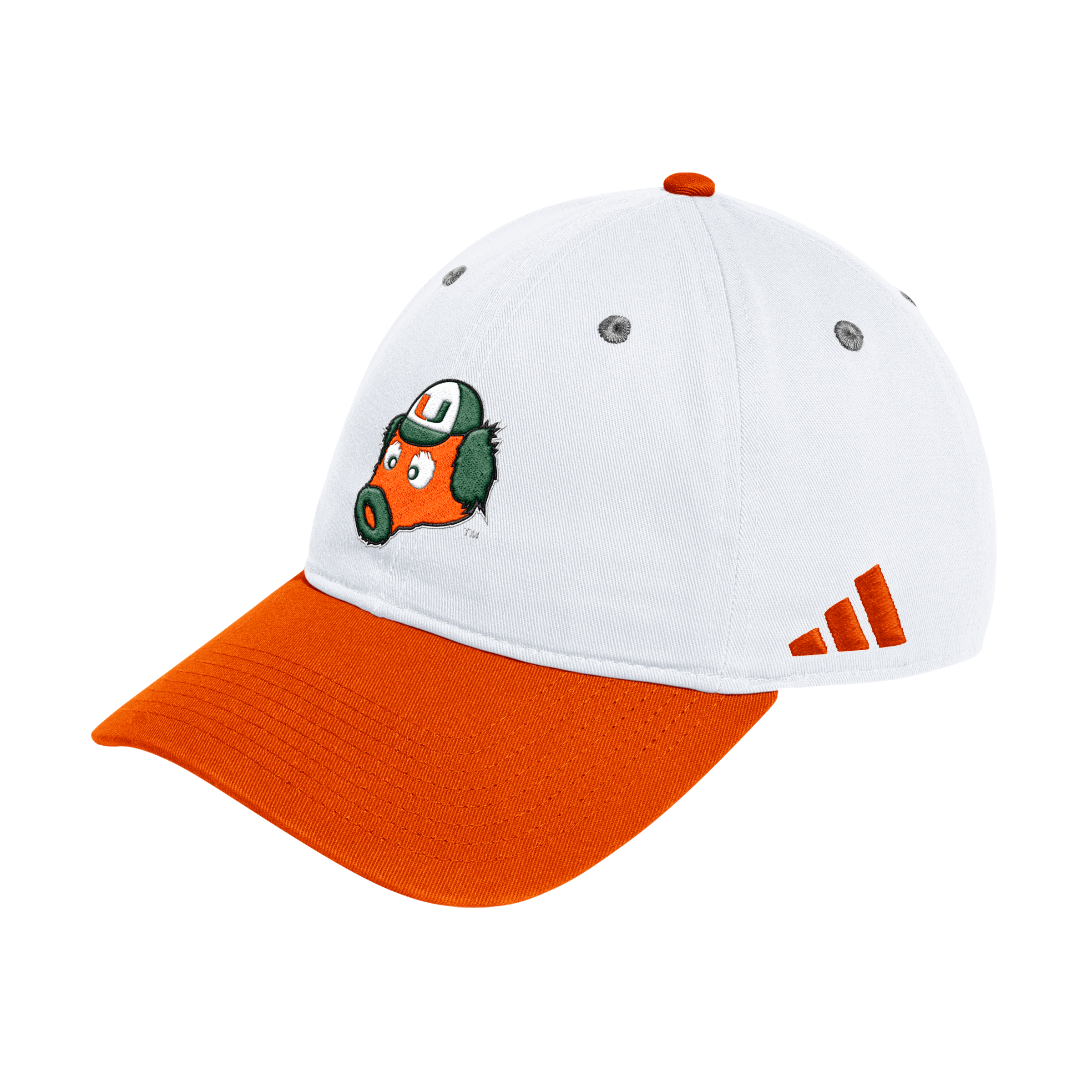 Miami Hurricanes adidas 2025 Maniac Adjustable Slouch Hat - White/Orange