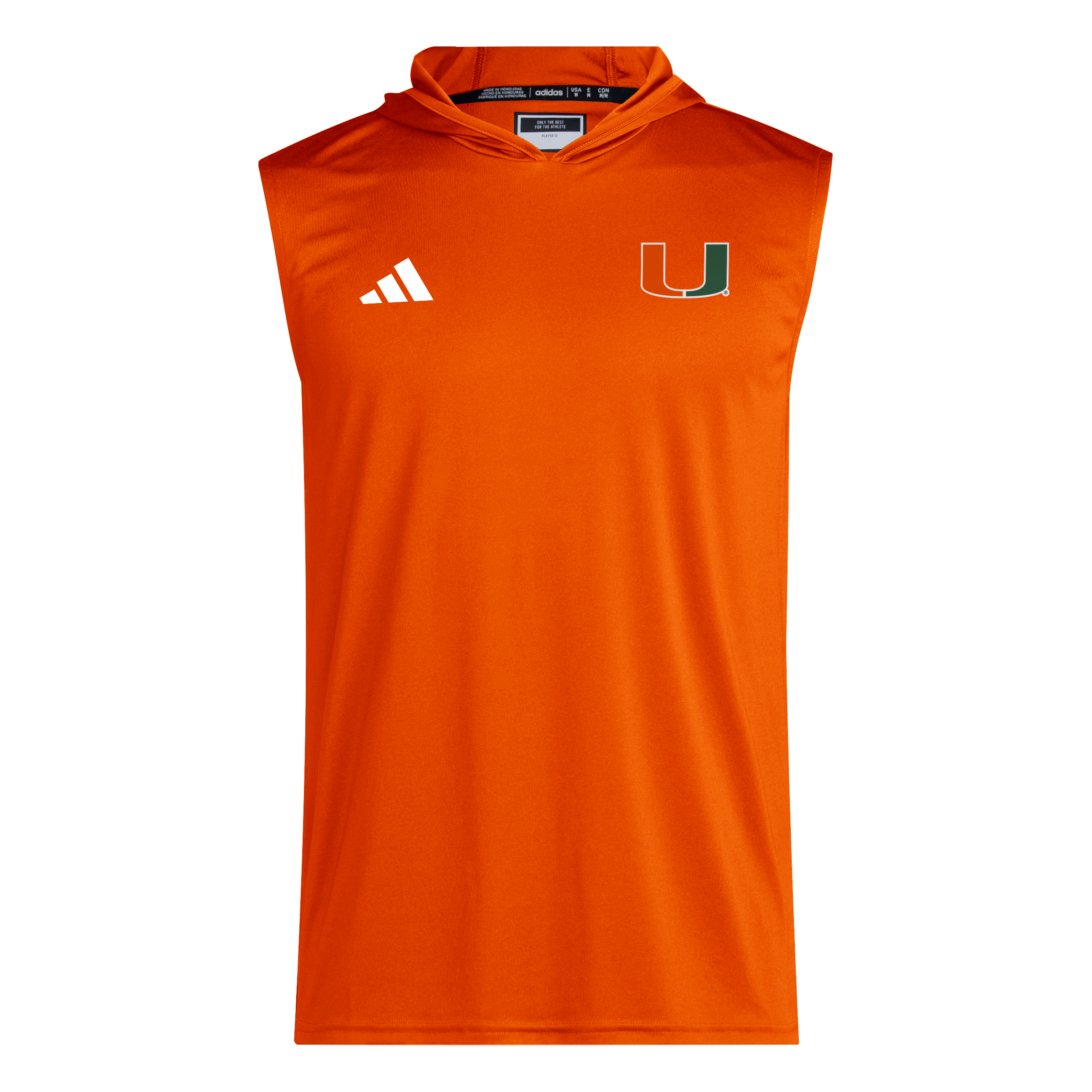 Miami Hurricanes adidas D4T Sleeveless Training Hoodie - Orange