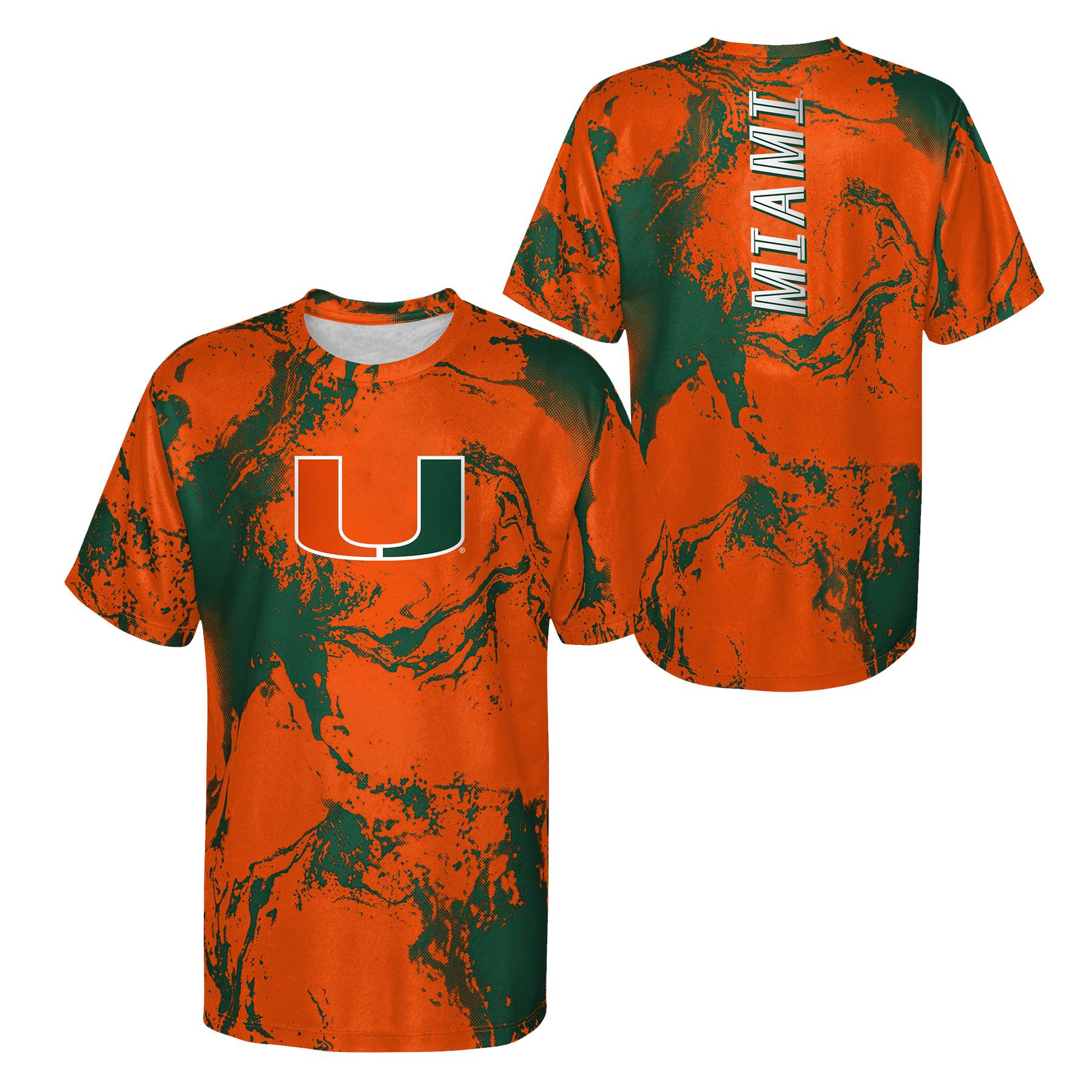 Miami Hurricanes Youth In The Mix Dri-Tek T-Shirt - Orange / Green