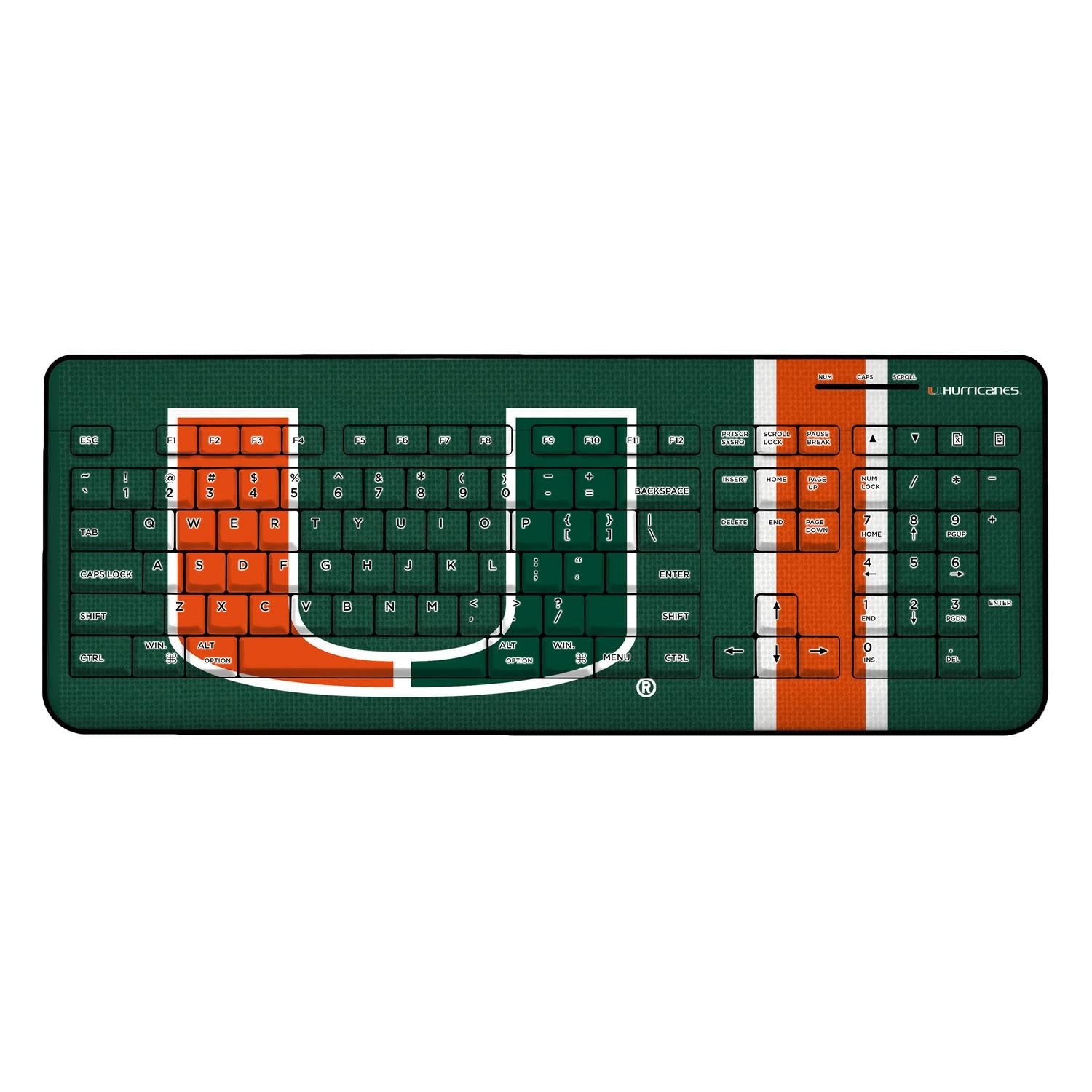 Miami Hurricanes Stripe Wireless USB Keyboard