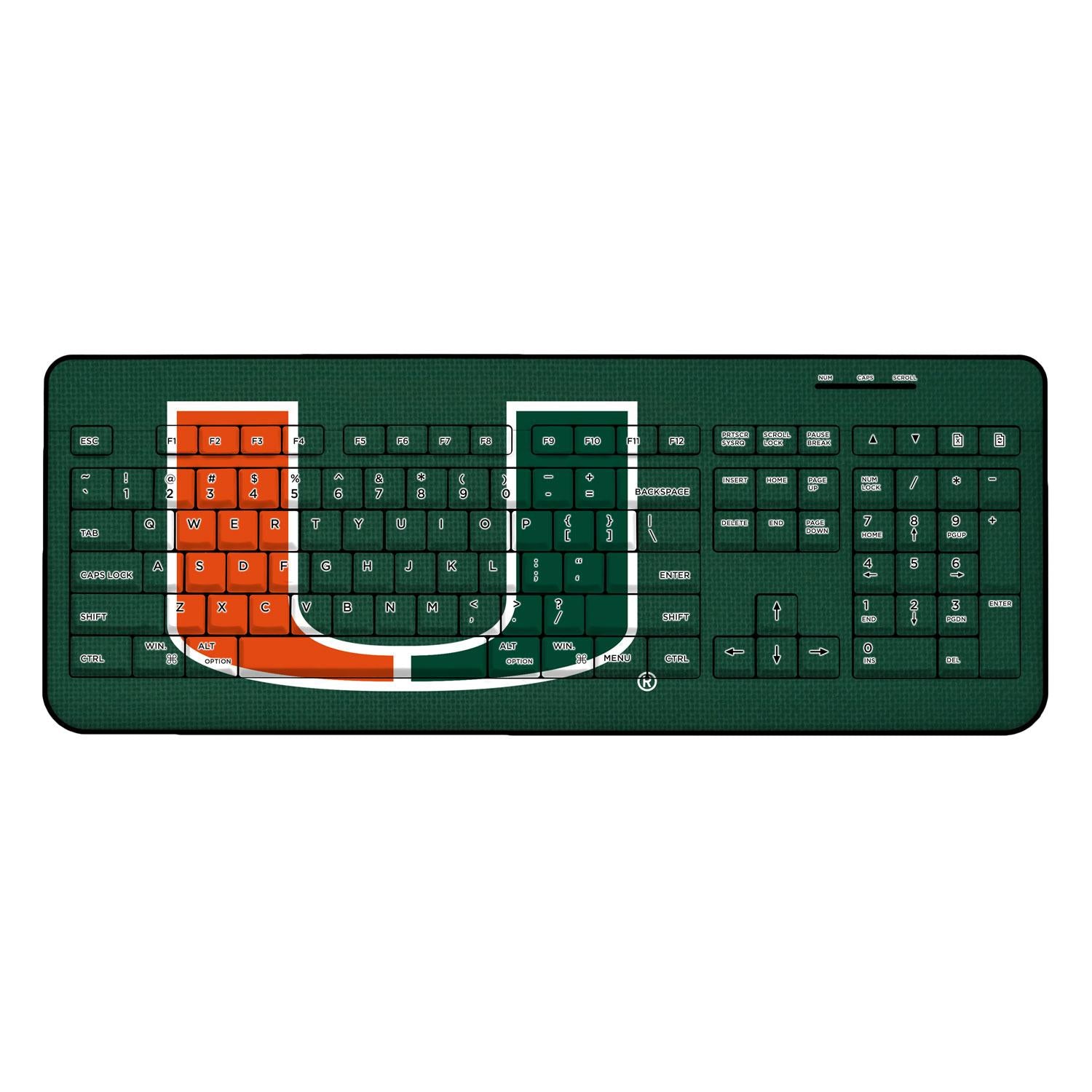 Miami Hurricanes Solid Wireless USB Keyboard