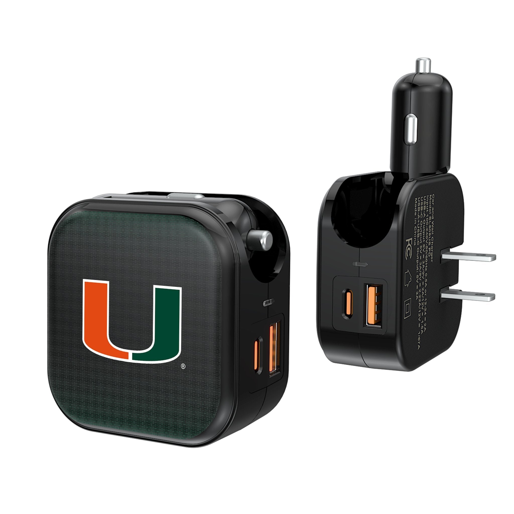 Miami Hurricanes Linen 2 in 1 USB A/C Charger