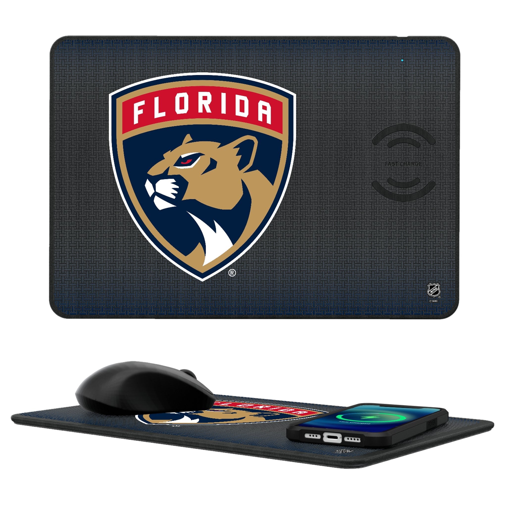 Florida Panthers Linen 15-Watt Wireless Charger and Mouse Pad