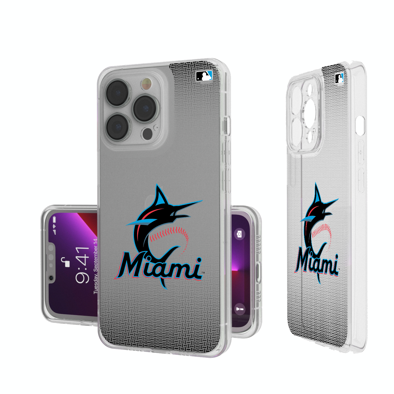 Miami Marlins Linen Clear Phone Case