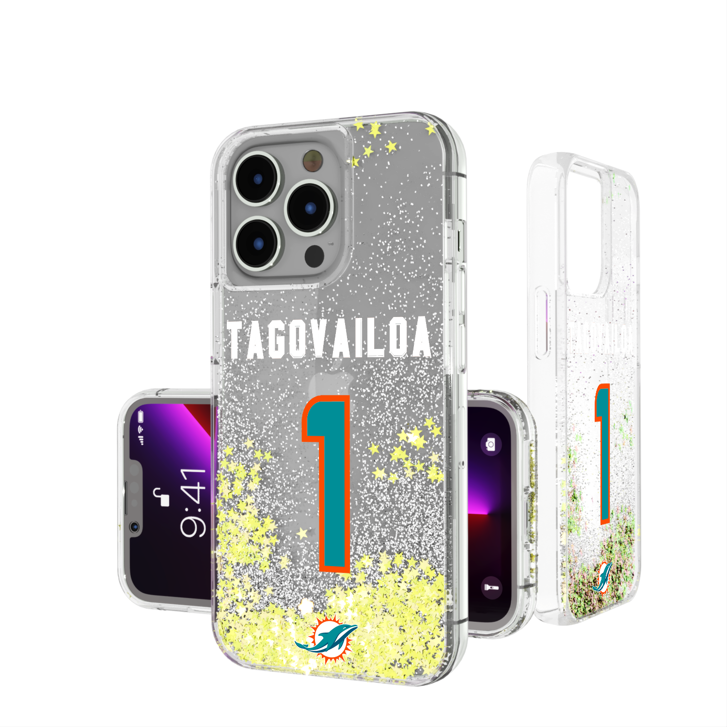 Tua Tagovailoa Miami Dolphins 1 Ready Glitter Phone Case