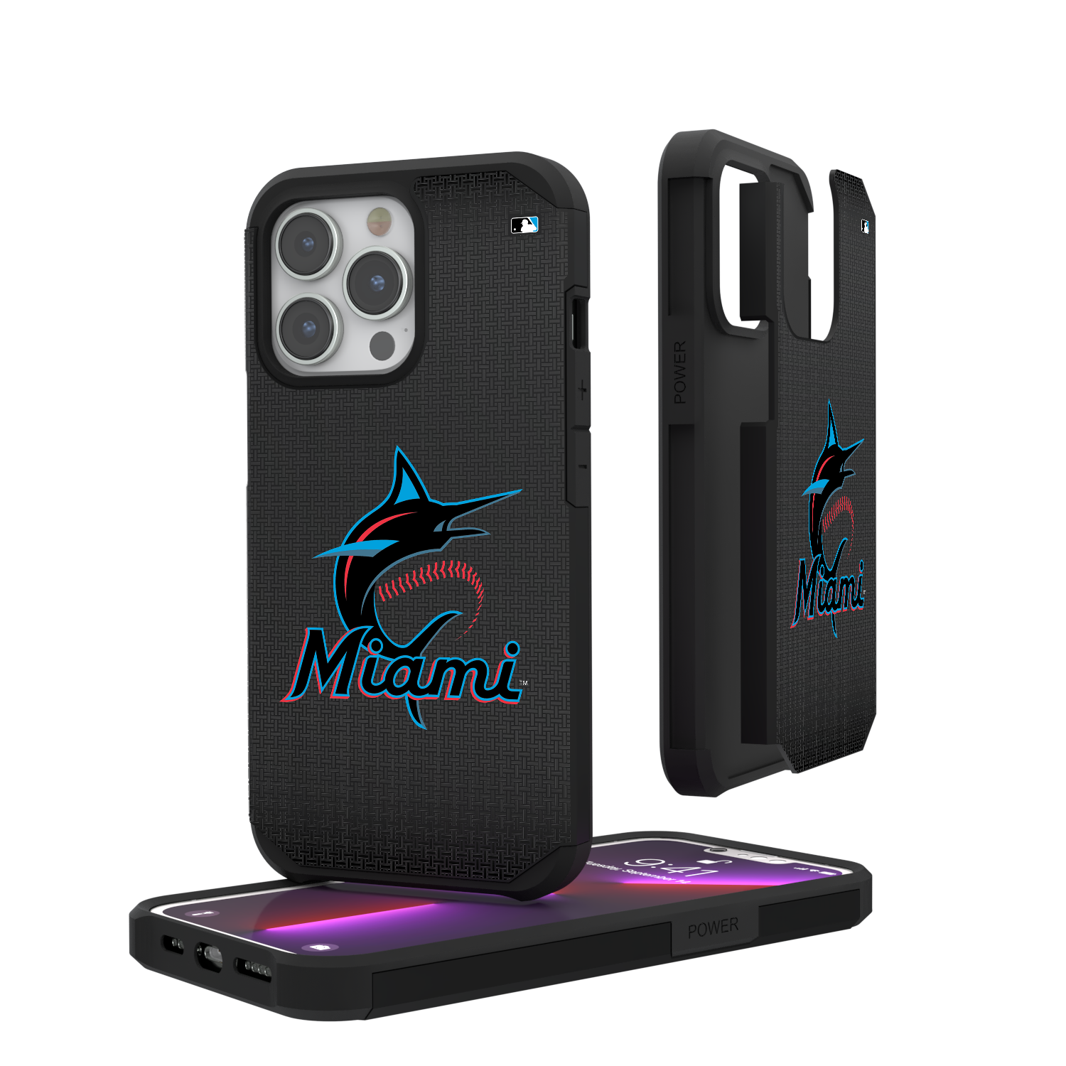 Miami Marlins Linen Rugged Phone Case