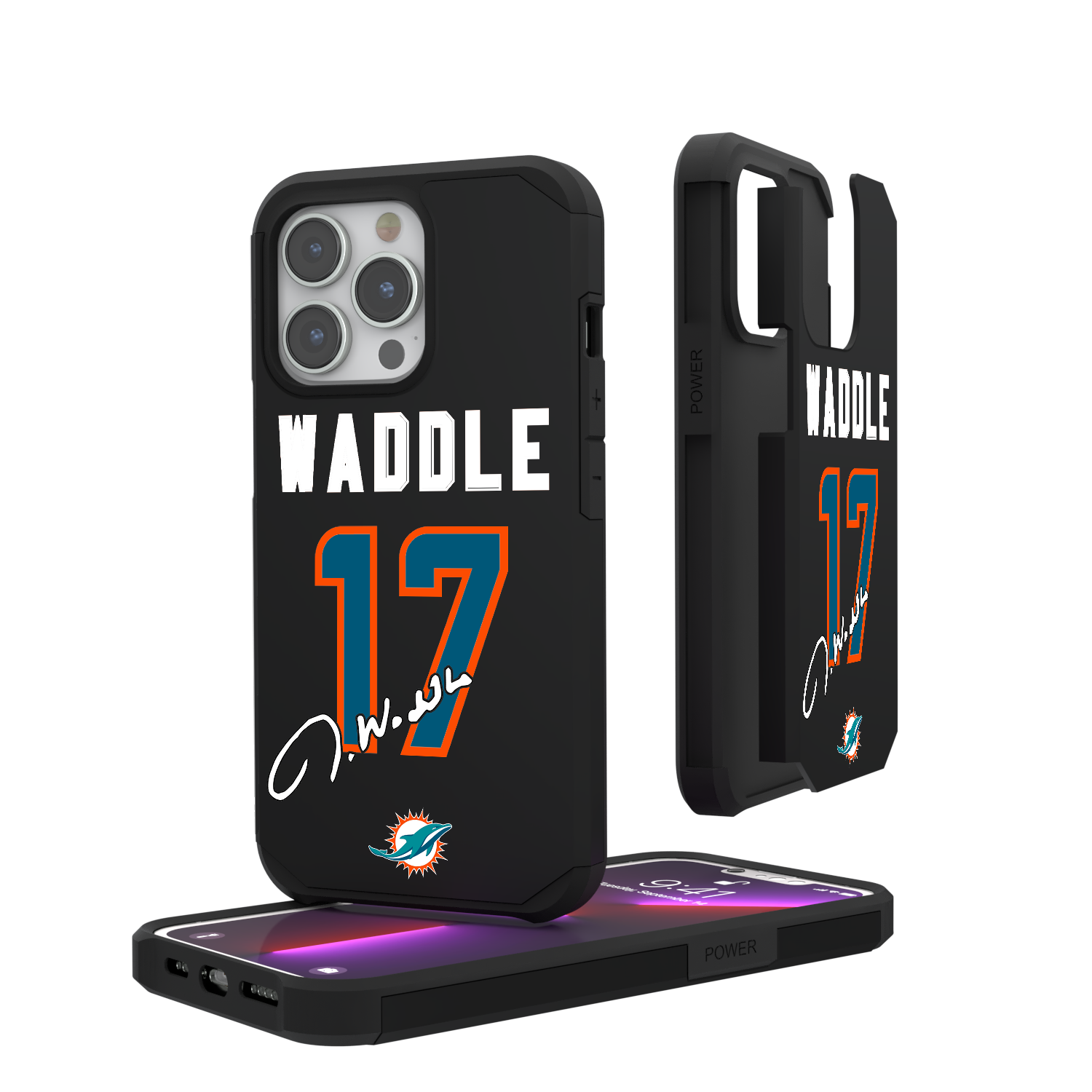Jaylen Waddle Miami Dolphins 17 Ready Rugged Phone Case