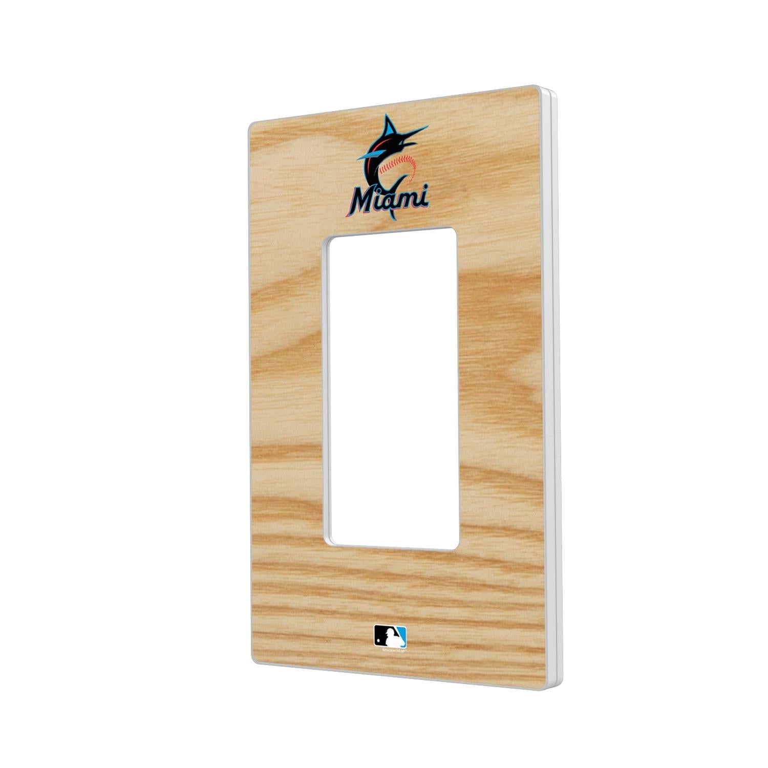 Miami Marlins Wood Bat Hidden-Screw Light Switch Plate