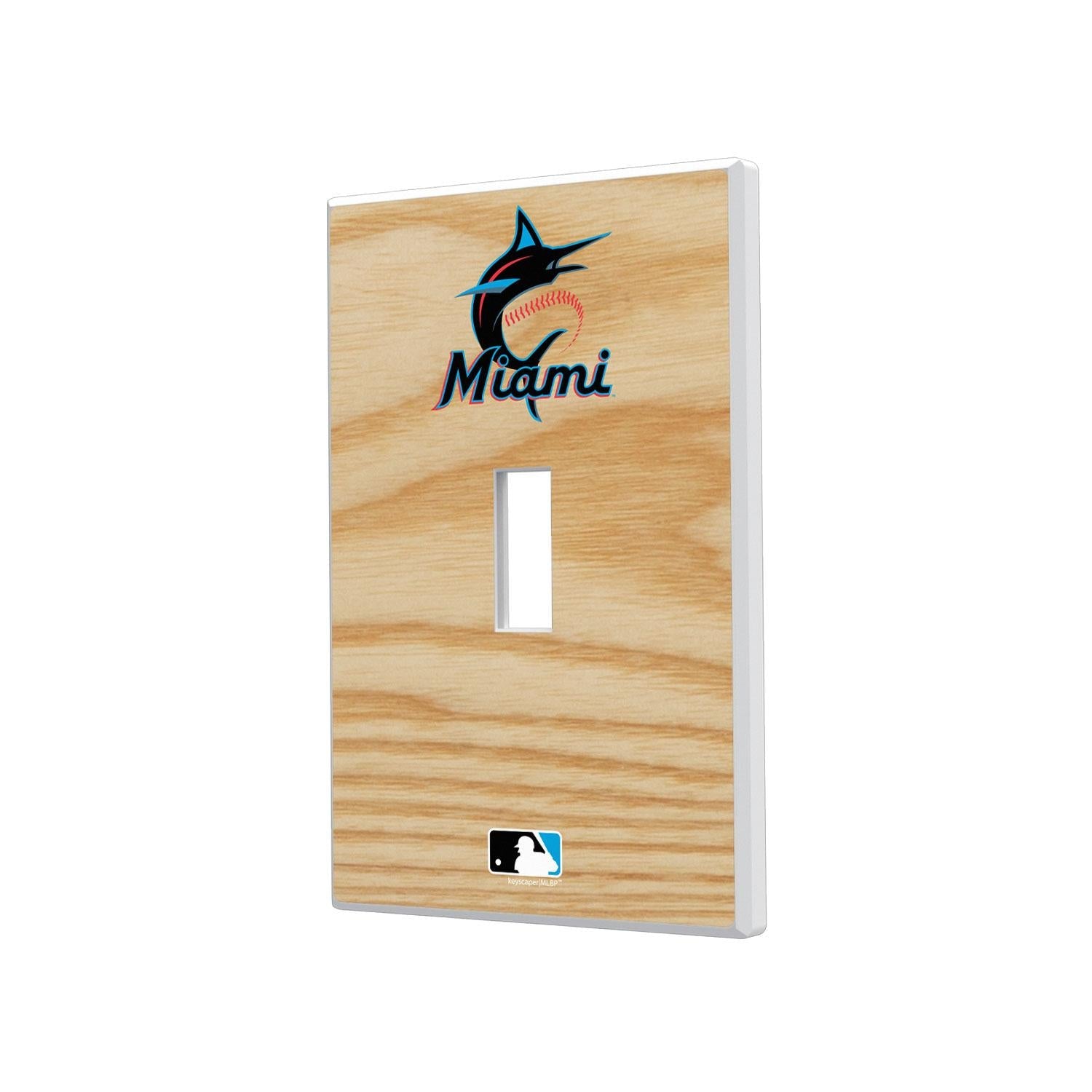 Miami Marlins Wood Bat Hidden-Screw Light Switch Plate