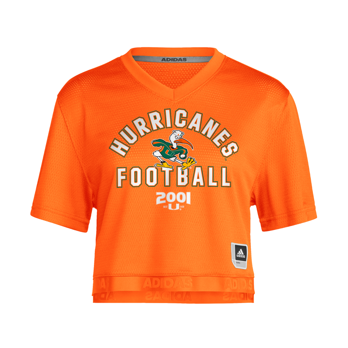 Miami Hurricanes adidas Women's 2026 '01 Anniversary Crop Jersey - Orange