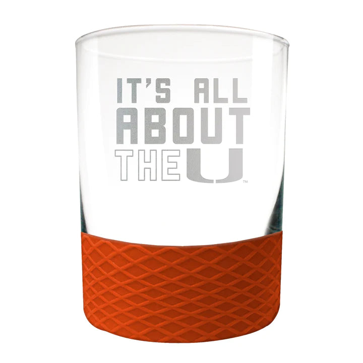 Miami Hurricanes Locker Slogan 14 oz. Commissioner Rock Glass