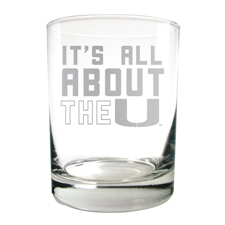 Miami Hurricanes Locker Slogan Etched Rock Glass - 14 oz.