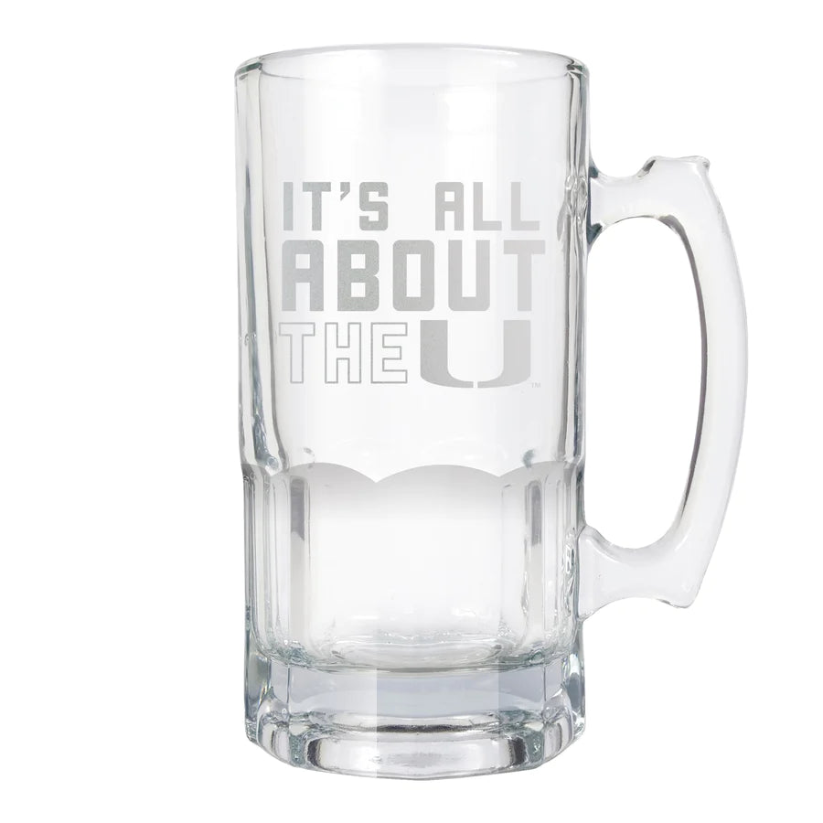 Miami Hurricanes Laser Etched Locker Slogan Clear Macho Mug - 1 Liter