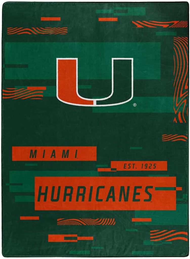 Miami Hurricanes Royal Plush Digitize Raschel Blanket