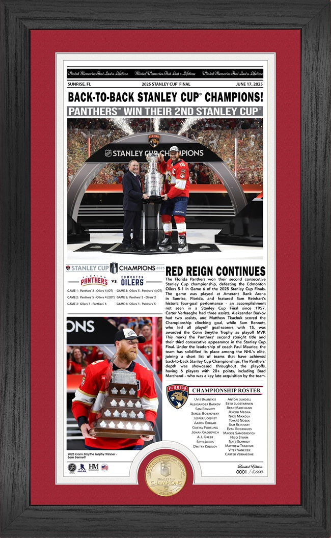 Florida Panthers 2025 Stanley Cup Champions Front Page News Cover Bronze Coin Photo Mint