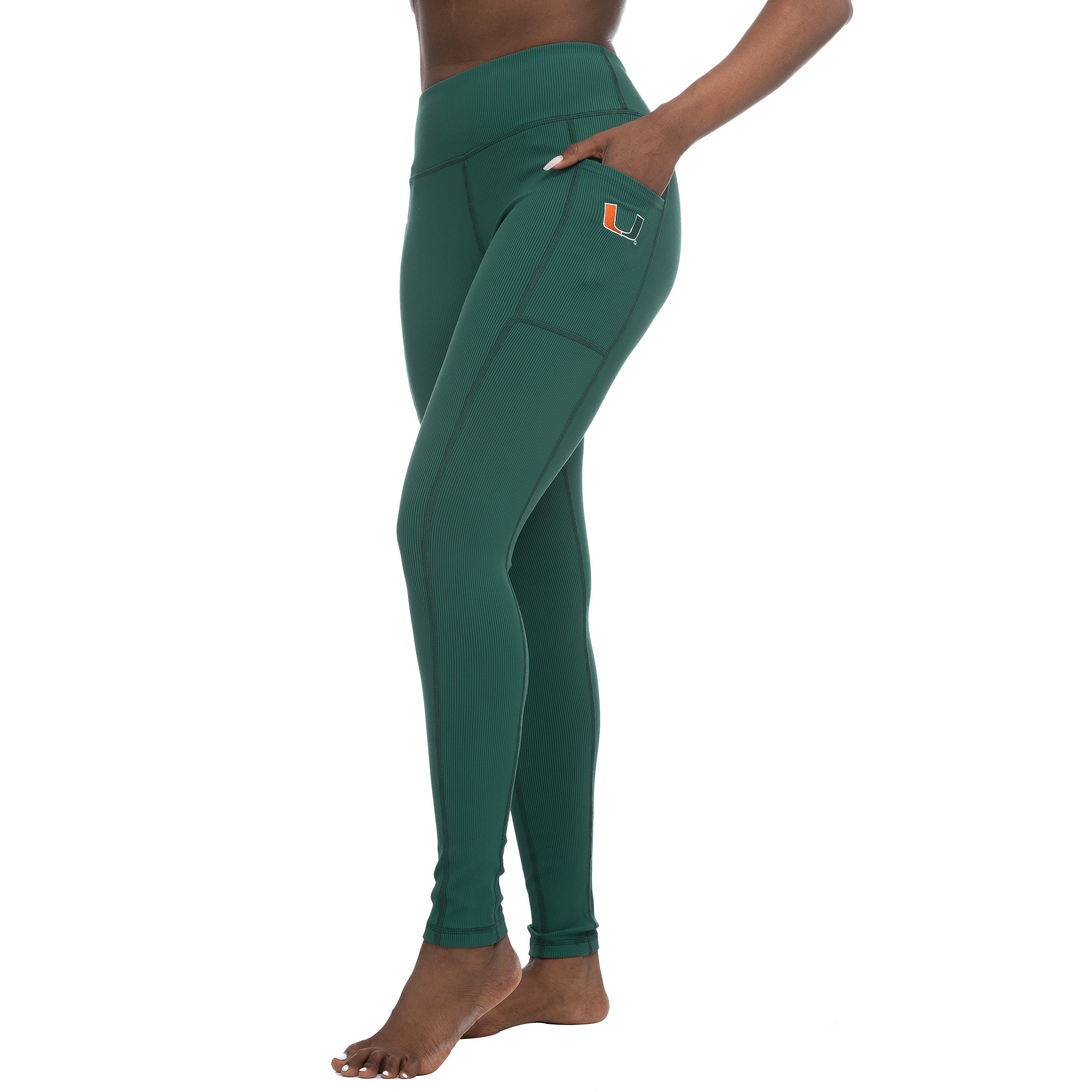 Miami Hurricanes ZooZatz U Ribbed Leggings with Pockets - Green