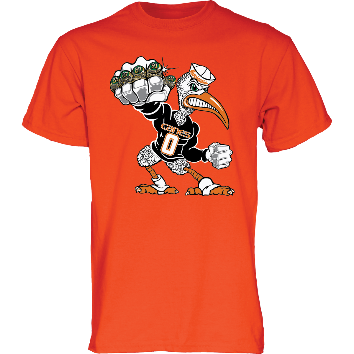 Miami Hurricanes Men's Sebastian 5 Rings POW T-Shirt - Orange