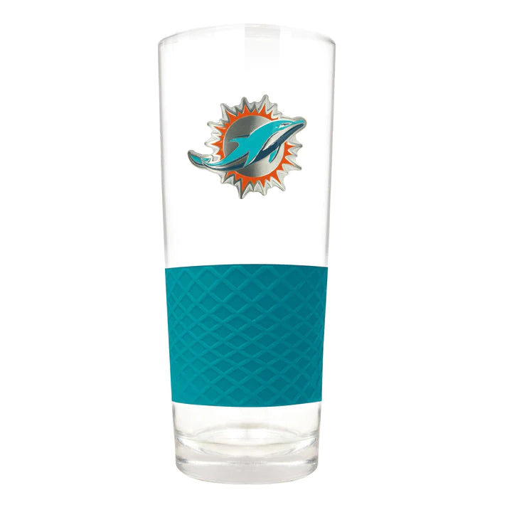 Miami Dolphins Score 20 oz Grip Glass - Aqua Band