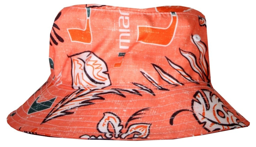 Miami Hurricanes Vintage Hawaiian Bucket Hat - Orange