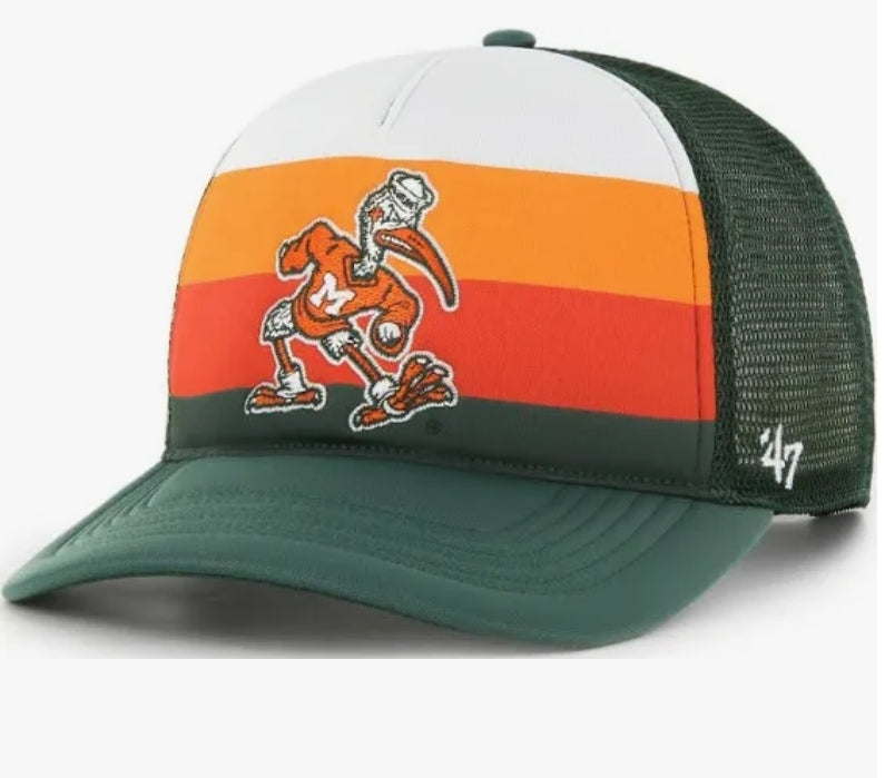 Miami Hurricanes 47 Brand Kelso Sebastian Foam Trucker Hat - Green