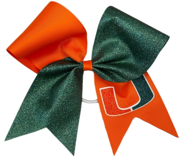 Miami Hurricanes Jumbo Glitter Cheer Bow