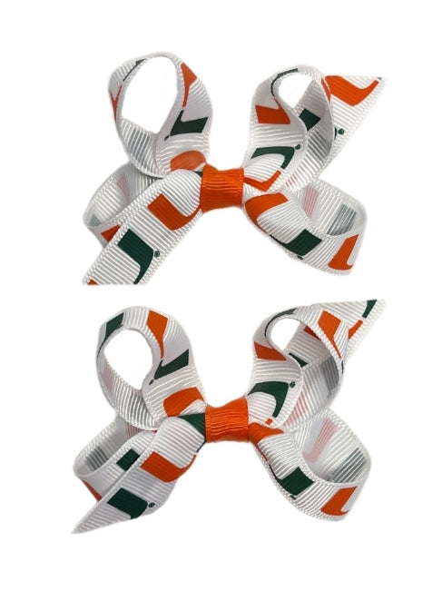 Miami Hurricanes 2 Pack Junior Bow Hair Clips - White