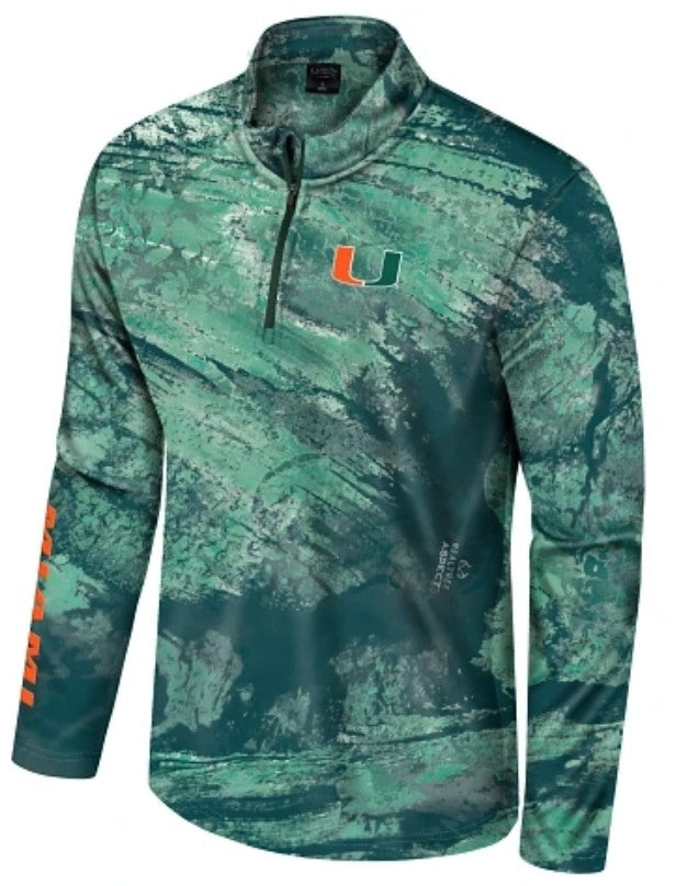 Miami Hurricanes Colosseum RealTree Huron 1/4 Zip Fishing Windshirt - Green