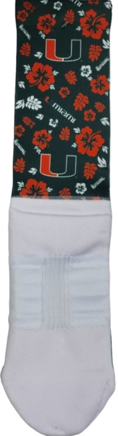 Miami Hurricanes Strideline Sublimated Tropical Crew Socks - Green