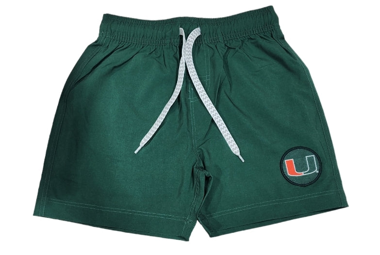 Miami Hurricanes Youth Boys Tech Swim Trunks - Green