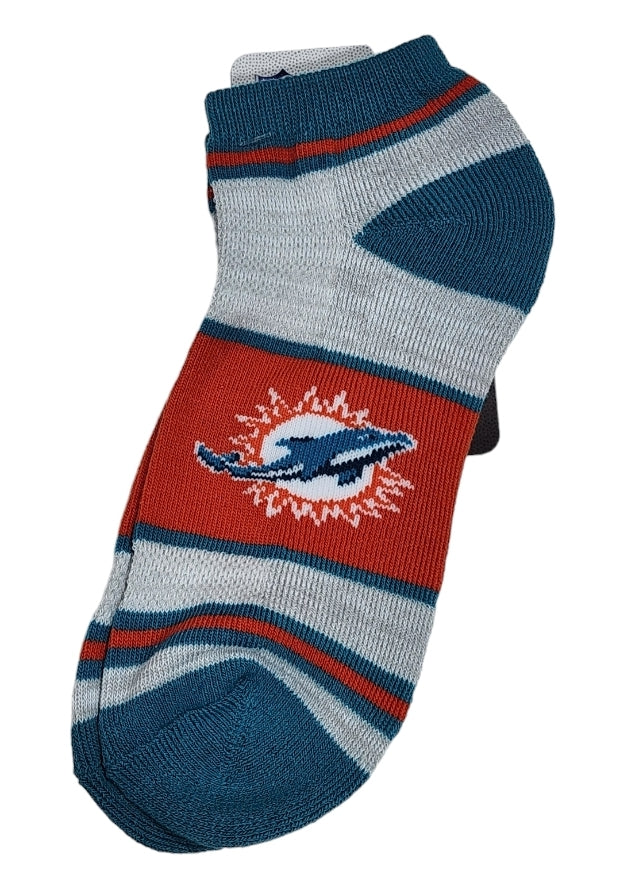 Miami Dolphins Ankle Socks by For Bare Feet - Grey/Aqua/Orange