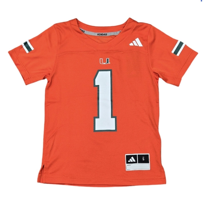 Miami Hurricanes adidas 2024 Youth #1 Football Jersey - Orange