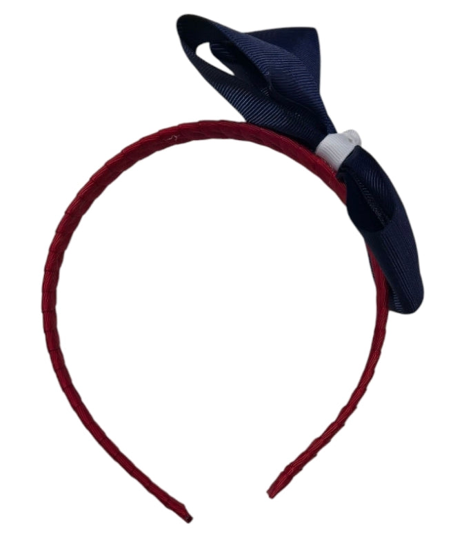 Red Headband with Blue Bow