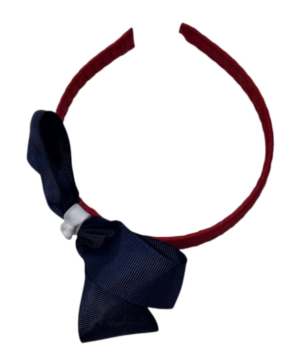 Red Headband with Blue Bow