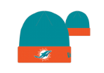 Miami Dolphins New Era 2024 Waffled Primary Logo Knit Cap - Aqua/Orange