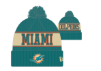 Miami Dolphins New Era 2024 Primary Logo On-Field Knit Pom Cap - Aqua