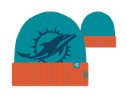 Miami Dolphins New Era 2024 Oversized Sublimated Primary Logo Knit Cap - Aqua/Orange