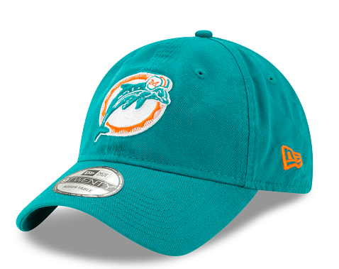 Miami Dolphins New Era Core Classic Throwback 9Twenty Adjustable Hat - Aqua