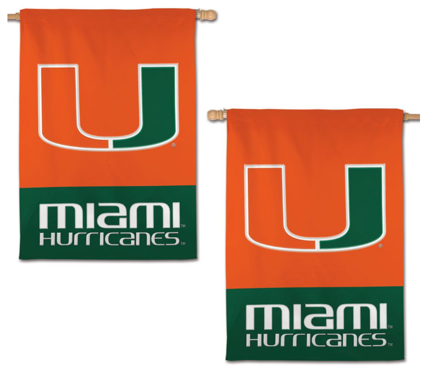 Miami Hurricanes Embroidered Applique 2-Sided 28" x 40" Vertical Flag