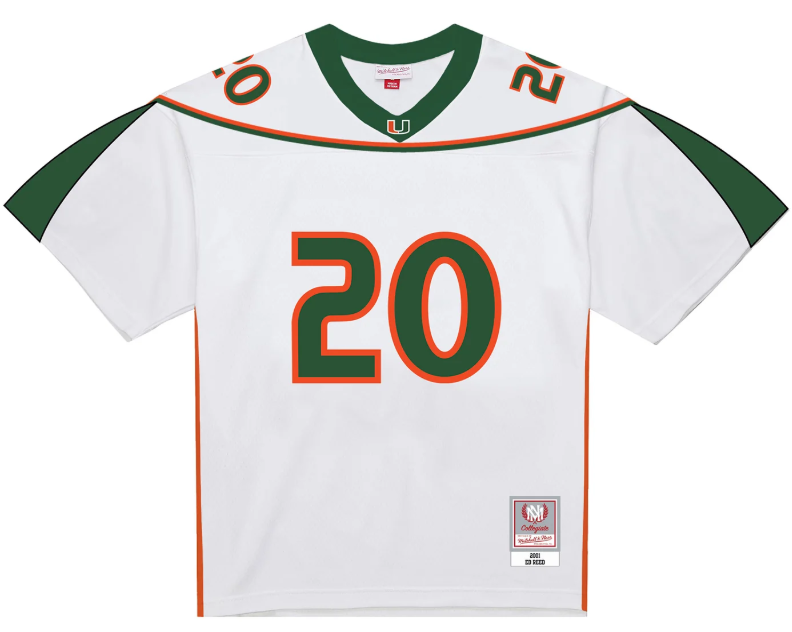 Mitchell & Ness Miami Hurricanes Ed Reed #20 2001 Jersey - White