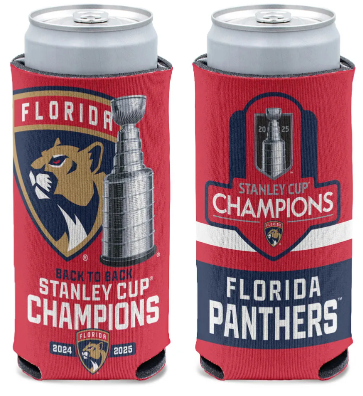 Florida Panthers 2025 Back to Back Champions 2-Sided Slim Can Koozie
