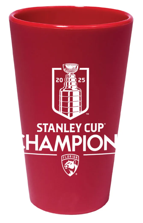 Florida Panthers 2025 Stanley Cup Champions Silicone Pint Glass - Red
